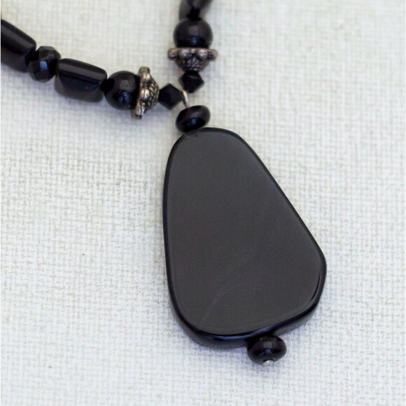 16 inch, Vintage Black Gothic Stone Unique Choker Necklace - G1 - Picture 1 of 3